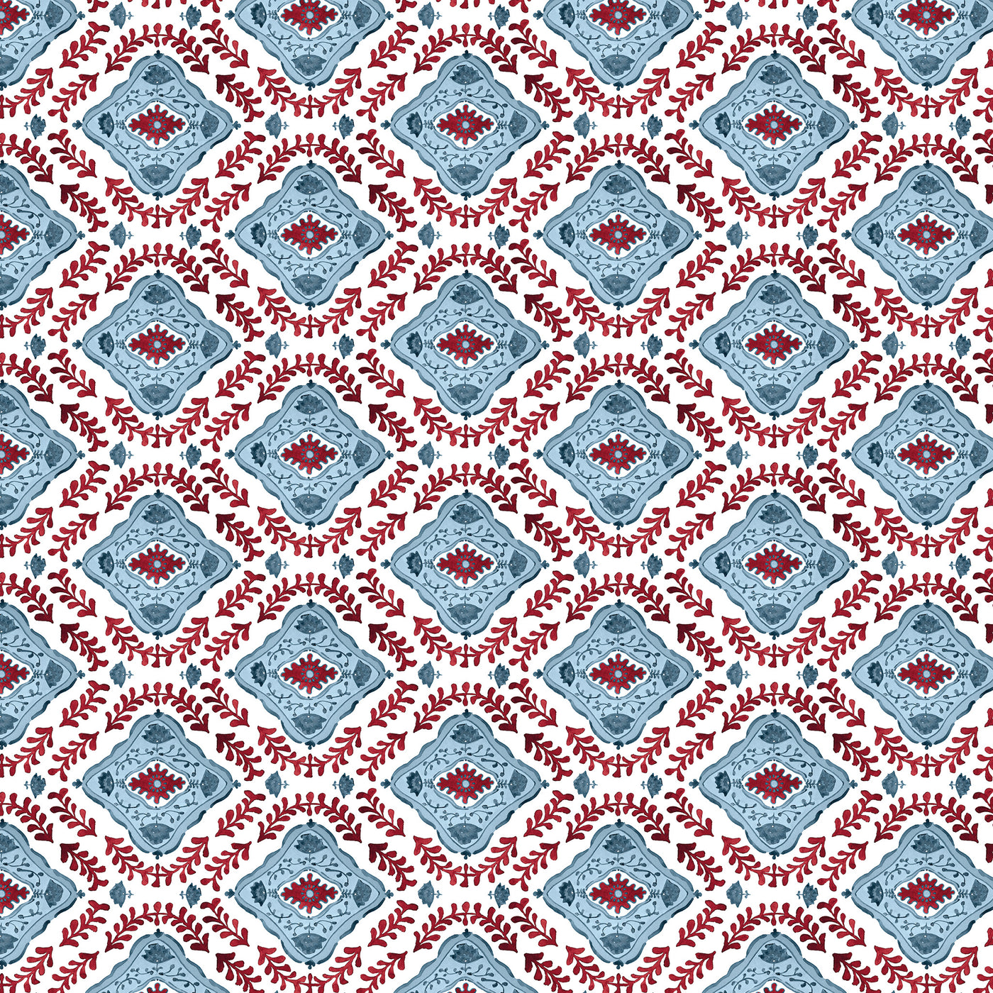 Mandalay Wallpaper in Raspberry