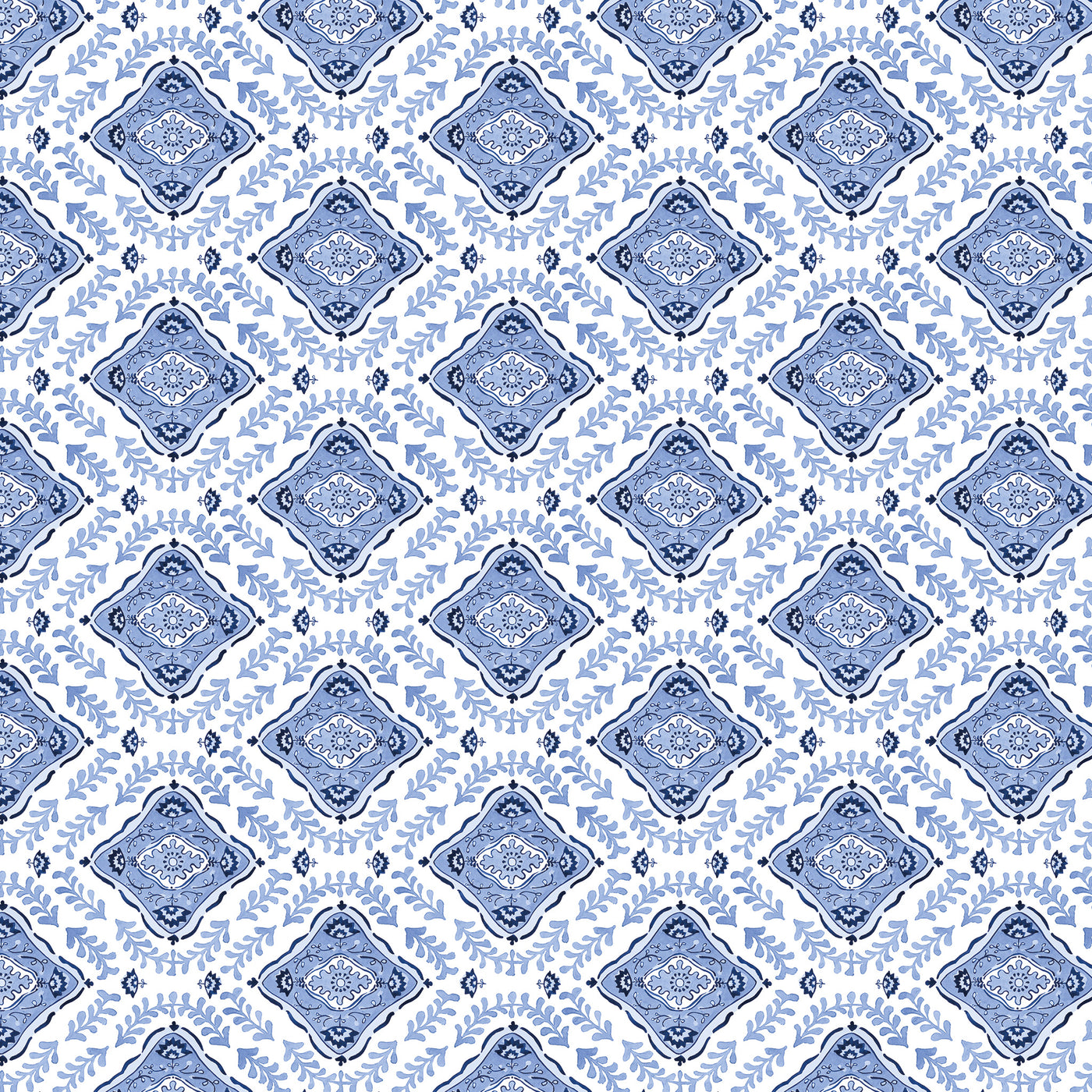 Mandalay Wallpaper in Blue